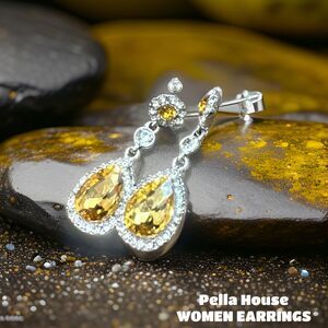 Gorgeous Austrian Crystal Rhinestone Teardrop Drop Dangle Earrings GOLDEN YELLOW